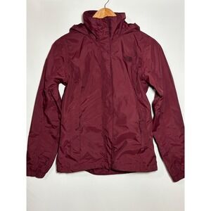 The North Face Womens Burgundy Lightweight Hooded Rain Jacket Size XS Gorpcore
